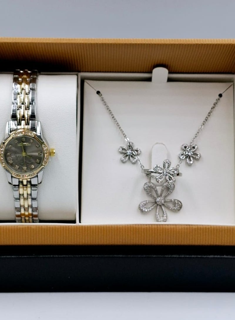 Montera Analog Watch Set, Necklace, Earrings and Ring Set for Women