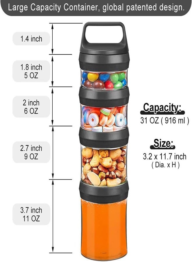 HIYON Stackable Snack Containers - 4-Piece Leak-Proof Snack Travel System - FDA-Food Safe, BPA/PC/Phthalate-Free -Stackable & Click-Together Food Storage, Large - Image 3