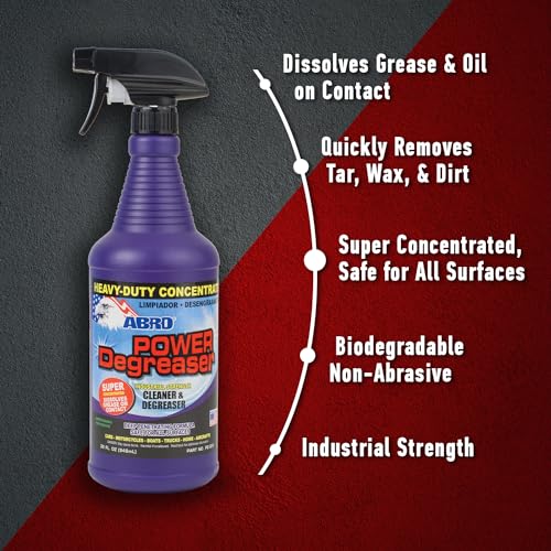 Abro منظف دهن قوي من ABRO، منظف محرك متعدد الوظائف عالي الأداء لإزالة سريعة وسهلة للدهون والزيوت والأوساخ، منظف محرك ومنظف سيارات معدني، 32 أونصة - Image 4