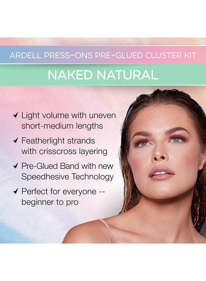 أرديل مجموعة رموش أرديل نيكد بريس أون دي واي لاش كلسترز، طقم تمديد الرموش، رموش فردية، رموش سفلية مُلصقة مسبقًا، مظهر طبيعي وكثافة ناعمة، مع أداة تطبيق، عبوة واحدة - Image 2