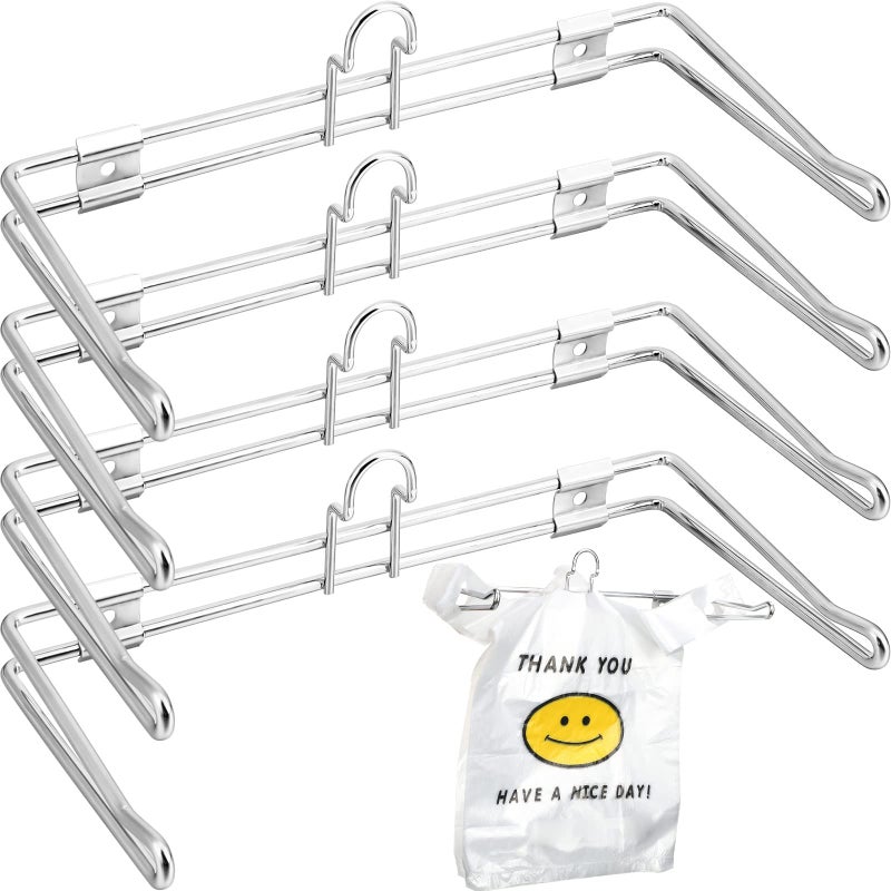 Nuogo 4 Pieces Tshirt Bag Rack Wall Mount 6 Arms Chrome Tshirt Bags Plastic Grocery Bag Holder Hanging Plastic Bag Holder Use in Restaurant Business Checkout Counter Office
