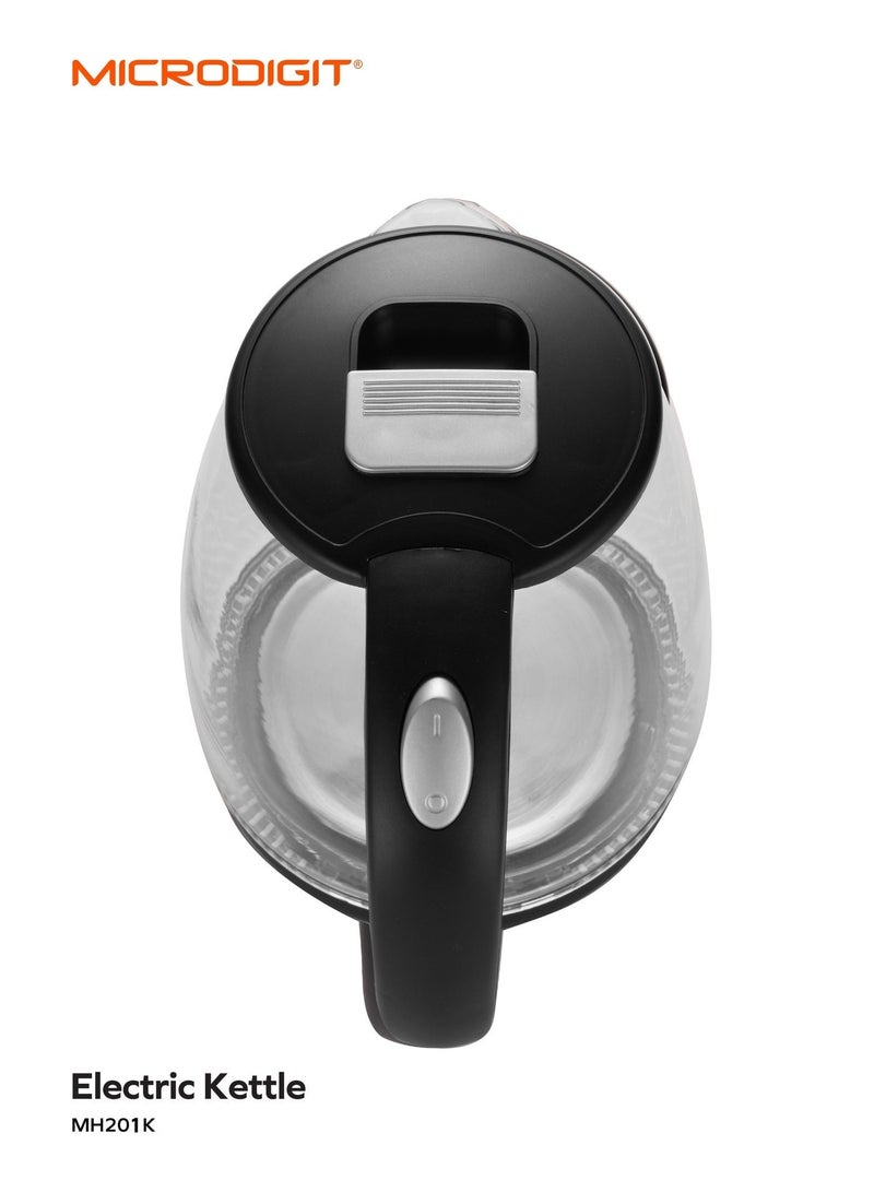 ميكرو ديجيت غلاية كهربائية زجاجية ممتازة، غلاية مياه بقدرة 1500 وات سعة 1.8 لتر، سهلة التنظيف والاستخدام، إيقاف تلقائي، مقبض بارد يعمل باللمس، إيقاف تلقائي وحماية من الغليان الجاف. مثالي للشاي والقهوة، زجاج أسود - Image 4