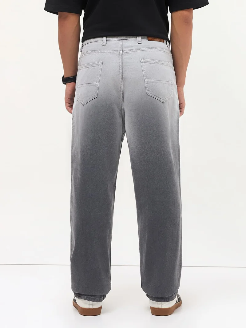 Urbano Fashion  Urbano Fashion Men's Grey Loose Baggy Fit Heavy Washed Faded Denim Jeans Non-Stretchable for Men | Best Price UAE