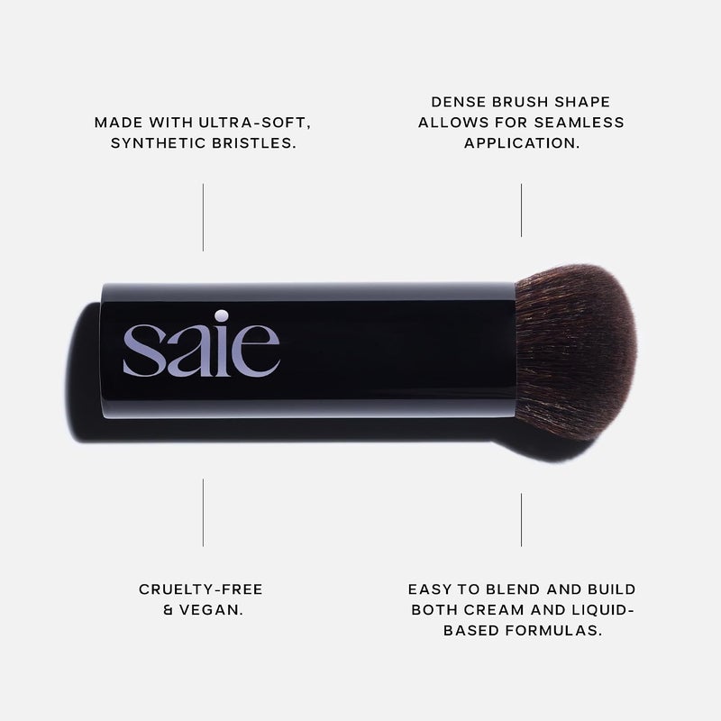 Saie The Big Brush - Soft, Multi-Use Liquid + Cream Makeup Brush - Buffing Makeup Applicator With Synthetic Bristles For Easy Blending + Building - Vegan, Cruelty-Free (1 Count) - Image 2