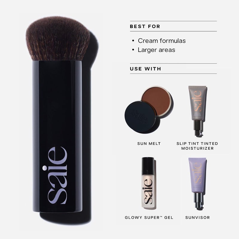 Saie The Big Brush - Soft, Multi-Use Liquid + Cream Makeup Brush - Buffing Makeup Applicator With Synthetic Bristles For Easy Blending + Building - Vegan, Cruelty-Free (1 Count) - Image 3
