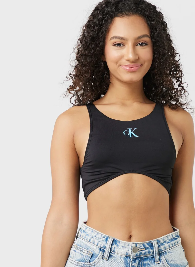 CALVIN KLEIN Logo Knitted Bikini Top