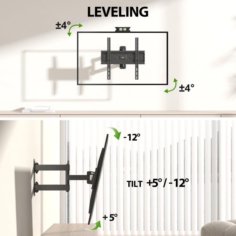 USX MOUNT Swivel TV Wall Mount for 26-60 Inch TVs up to 80 lbs, Single Articulating Arm, Full Motion TV Wall Mount Bracket with Swivel and Tilt, Max VESA 400x400mm - Image 5