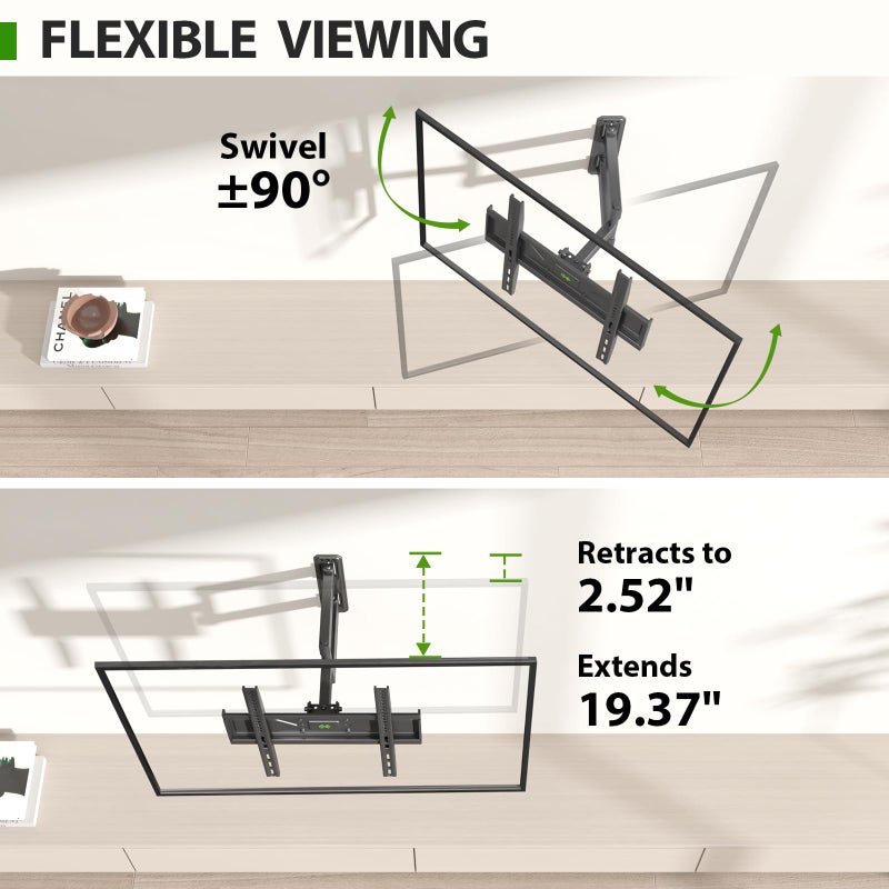 USX MOUNT Swivel TV Wall Mount for 26-60 Inch TVs up to 80 lbs, Single Articulating Arm, Full Motion TV Wall Mount Bracket with Swivel and Tilt, Max VESA 400x400mm - Image 4