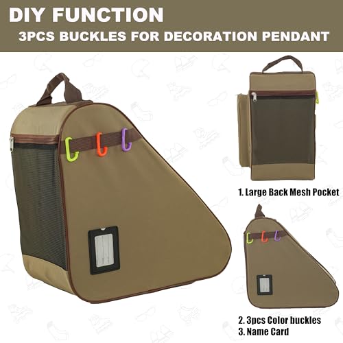 HEXIFUL Skate Bag to Carry Ice Skates, Inline Skates, Roller Skates and Quad Skates for Both Kids and Adults (Chestnut/Brown 015), HXFSKB000 - Image 5