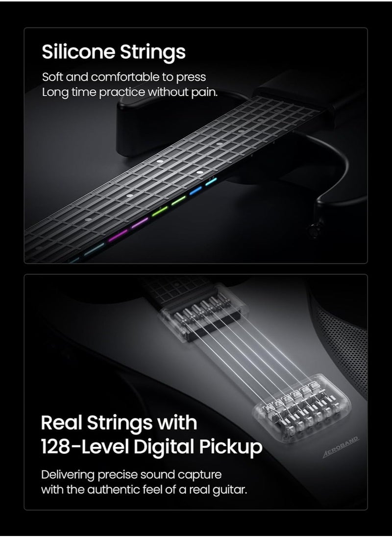 AeroBand AeroBand Guitar Smart Guitar With Silicone Strings, Travel Silent Guitar With Detachable Fretboard, Headphone Jack, Built-in Speaker and Drum system, Aeroband APP Play, MIDI Guitar  - Image 4