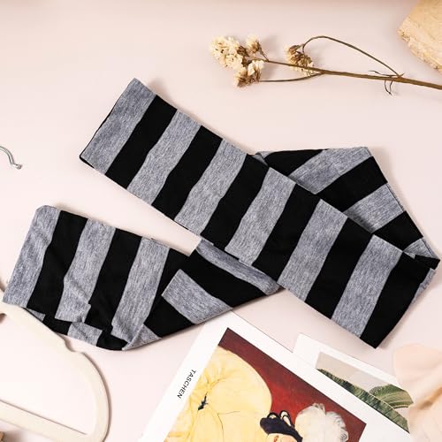 Biwisy 4 Pcs Adults Costume Accessories Set Black Gray Striped Scarf Fake Nose Latex Bald Head Wig Cap Cosplay Classic Characters Gru Halloween Party Set - Image 3