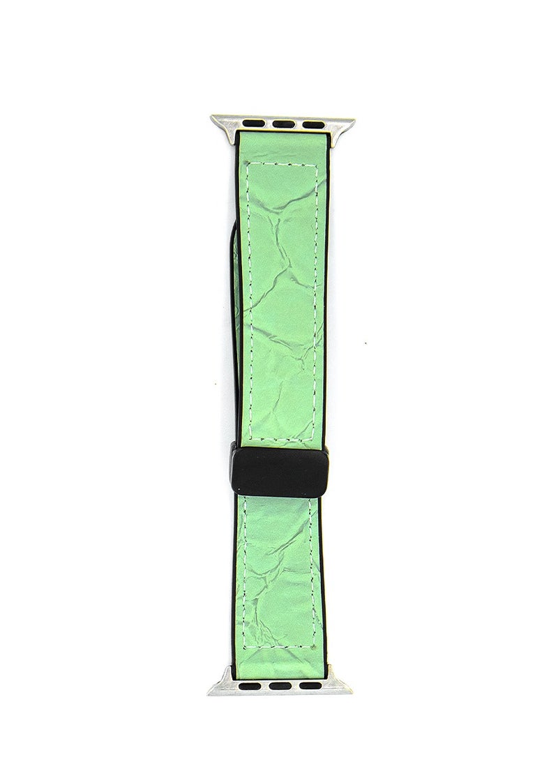 MOCOM 49mm Watch Straps Genuine Leather Crocodile Design Mocom Light Green - Image 1