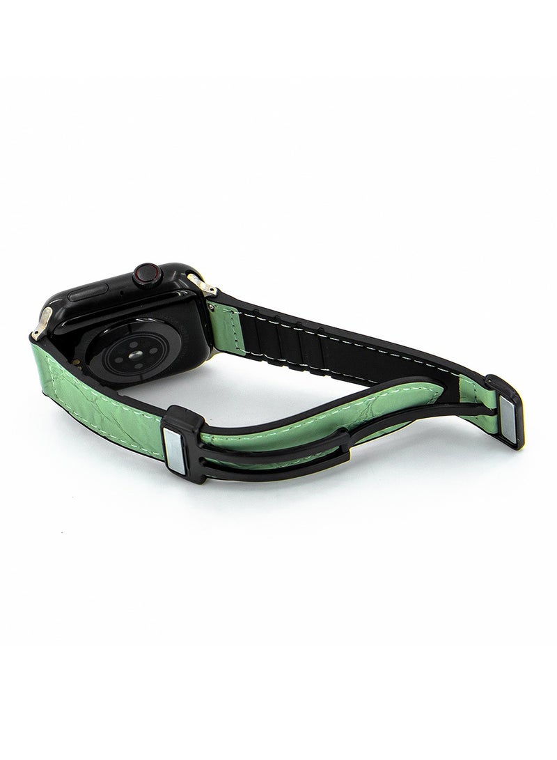 MOCOM 49mm Watch Straps Genuine Leather Crocodile Design Mocom Light Green - Image 3