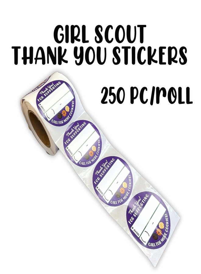 Lashicorn Scout Cookie Thank You Re- Order Sticker | 250 pc Roll 2” Circle Purple Label Thanks for Supporting Troop Number Enjoy Your Cookies Troop Leader Box Tags - Image 2