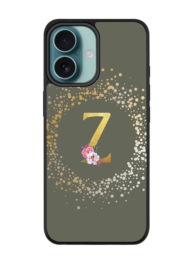 Stylizedd For iPhone 16 Case [Compatible with MagSafe] Slim Magnetic cover Phone Case iPhone 16 -Custom Monogram Floral - Z (Olive Green ) - Image 1