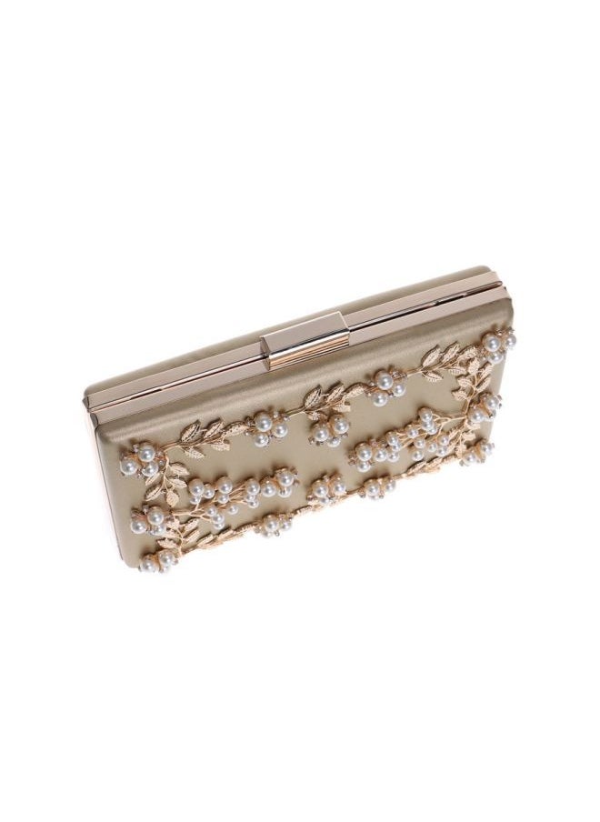 NIBEMINENT - Flower Design Clutch Bag Beige - Image 1