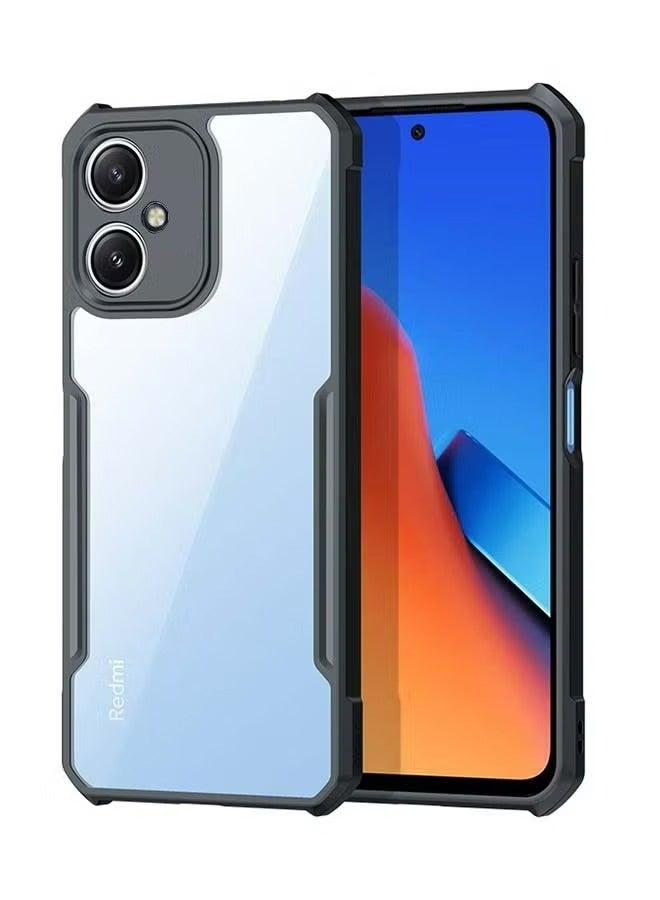 الدخن Redmi 13R حالة الهاتف المحمول ، رقيقة جدا وخفيفة الوزن لينة TPU الوفير ، الاكريليك الغطاء الخلفي شفافة ، أسود - Image 1