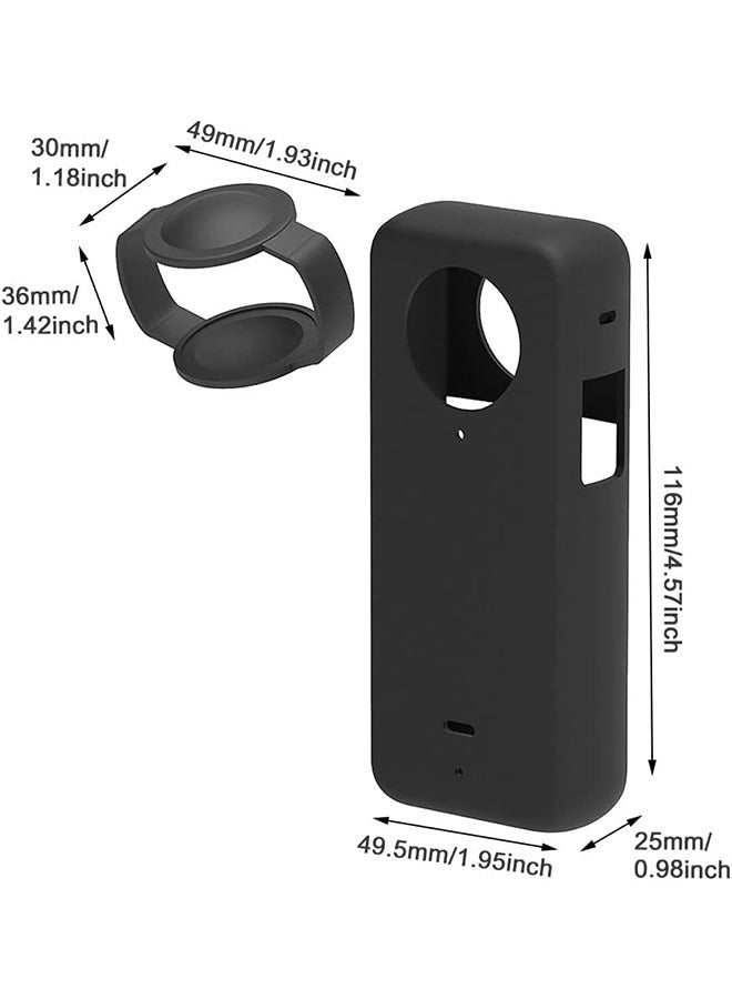 حقيبة كاميرا الحركة مناسبة ل Insta-360 ONE X3 ، غطاء عدسة واقي من السيليكون متين مقاوم للماء متوافق مع ملحق Insta-360 ONE X3 (أسود) - Image 2