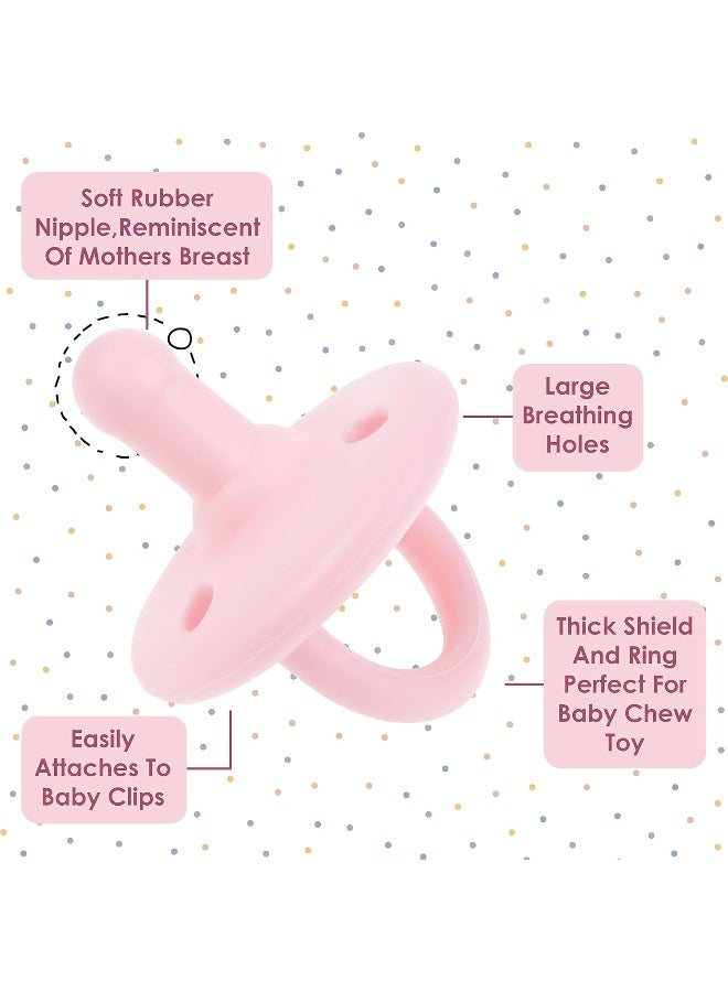 Sweet Child Pacifiers 0-18 Months, Set of 6 Ultra-Light Silicone Binkies with Collapsible Handle & 3 Air Holes for Added Safety, Best Newborn Pacifiers for Baby Boys Or Girls - Image 5