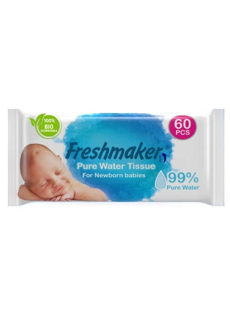 Freshmaker Pure Water Newborn Wipes 60 Count