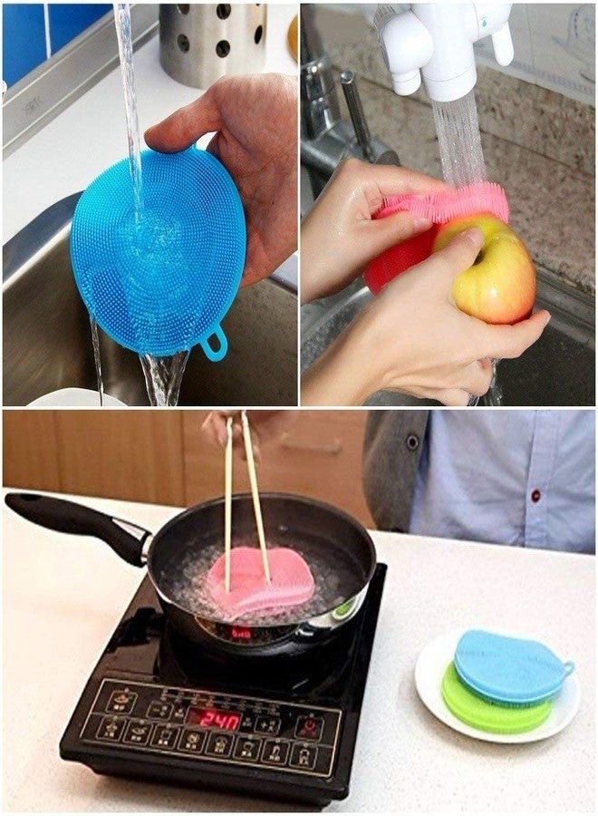 TP INCORP Silicone Sponge Dish Washing Scrubber Non Stick Cleaning Sponge Food-Grade Better Sponge Dishwasher-Safe Dish Brush Kitchen Scrubber - Pack of 7 - Image 3