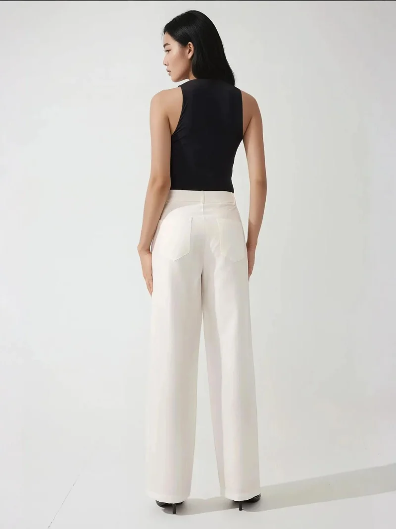 HICCUP White Relaxed Fit Wide Leg Pants for Women | Best Price UAE