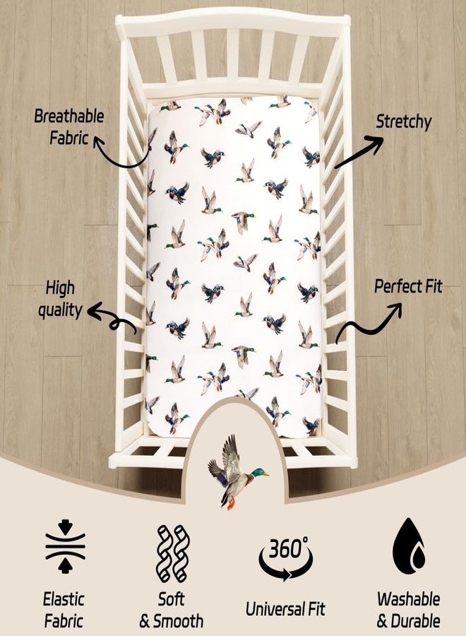 FIGEPO 4 Pack Mallard Duck Baby Crib Sheets Neutral Unisex Breathable Fitted Nursery Sheets for Baby Girl or Boys (Crib Sheet) - Image 4