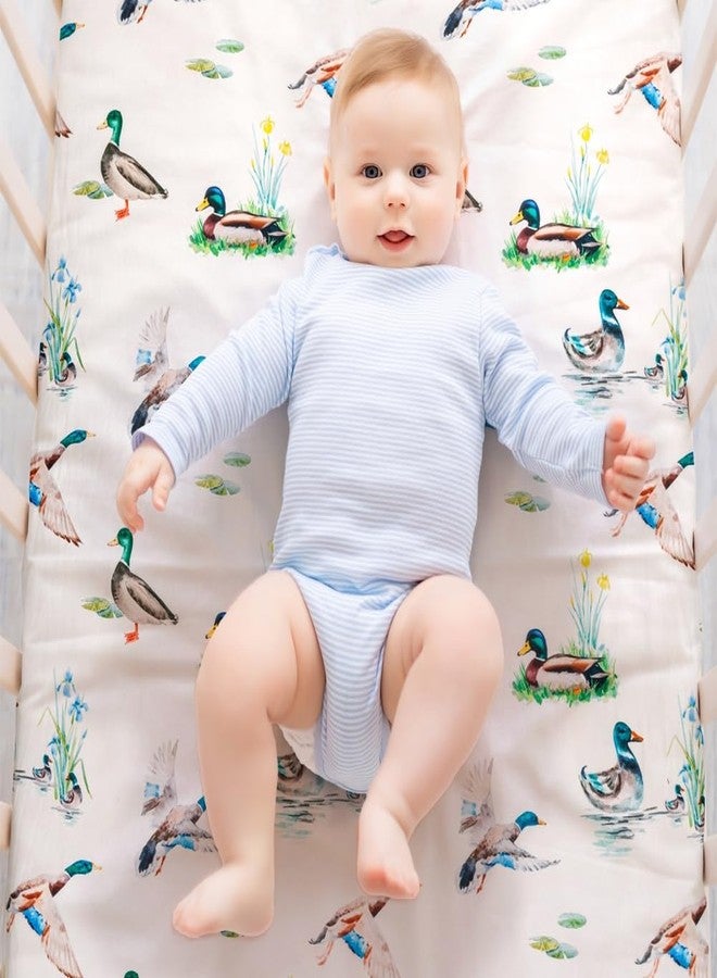 FIGEPO 4 Pack Mallard Duck Baby Crib Sheets Neutral Unisex Breathable Fitted Nursery Sheets for Baby Girl or Boys (Crib Sheet) - Image 2