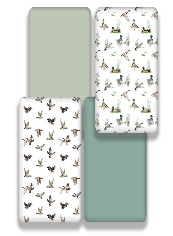FIGEPO 4 Pack Mallard Duck Baby Crib Sheets Neutral Unisex Breathable Fitted Nursery Sheets for Baby Girl or Boys (Crib Sheet) - Image 5