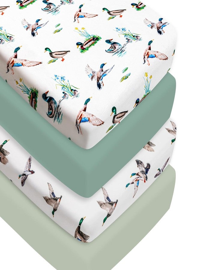 FIGEPO 4 Pack Mallard Duck Baby Crib Sheets Neutral Unisex Breathable Fitted Nursery Sheets for Baby Girl or Boys (Crib Sheet) - Image 1