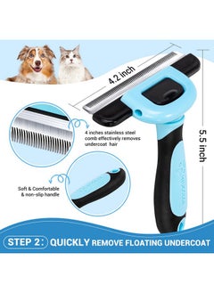 MIU COLOR MIU COLOR Dog Brush Kit 2PCS, Deshedding Dog Brush & 2 Sided Undercoat Rake for Dogs & Cats, Long Medium Hair Deshedding Tool, Effective Dog Brush Set Removing Knots, Mats, Tangles, Extra Wide  - Image 3