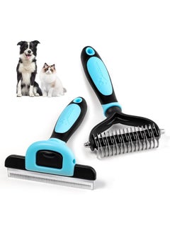 MIU COLOR MIU COLOR Dog Brush Kit 2PCS, Deshedding Dog Brush & 2 Sided Undercoat Rake for Dogs & Cats, Long Medium Hair Deshedding Tool, Effective Dog Brush Set Removing Knots, Mats, Tangles, Extra Wide  - Image 1