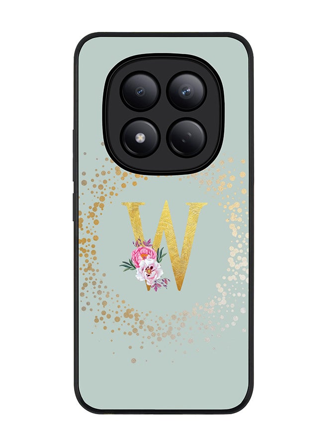 For Xiaomi Redmi Note 15 Pro 4G Case,Slim fit Camera Protection, Shockproof Thin Phone cover  - Custom Monogram Floral - W  (Light Grey )