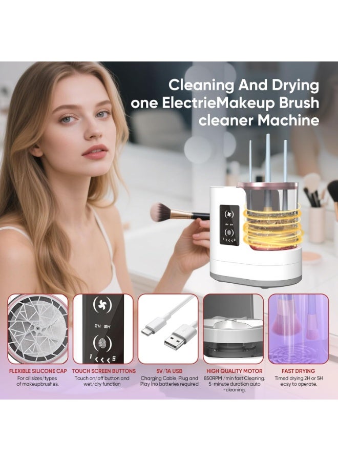 ELTRAZONE 3-in-1 Electric Makeup Brush Cleaner & Dryer – USB Automatic Brush Cleaning Machine with Holder | Portable Quick-Dry Beauty Tool for All Makeup Brush Sizes, Deep Cleansing & Fast Drying System - Image 4