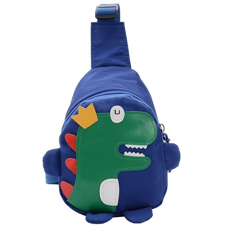 Hiflyer Kids Sling Bags Kids Crossbody Bag, Small Nylon Sling Bag for Kids Travel Bag for Kids, Cartoon Dinosaur Sling Bag for Kids (Blue) - Image 1