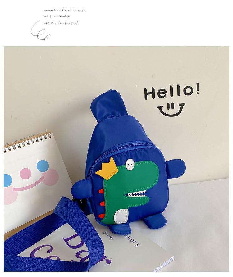 Hiflyer Kids Sling Bags Kids Crossbody Bag, Small Nylon Sling Bag for Kids Travel Bag for Kids, Cartoon Dinosaur Sling Bag for Kids (Blue) - Image 3