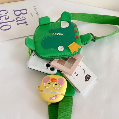 Hiflyer Kids Sling Bags Kids Crossbody Bag, Small Nylon Sling Bag for Kids Travel Bag for Kids, Cartoon Dinosaur Sling Bag for Kids (Blue) - Image 4
