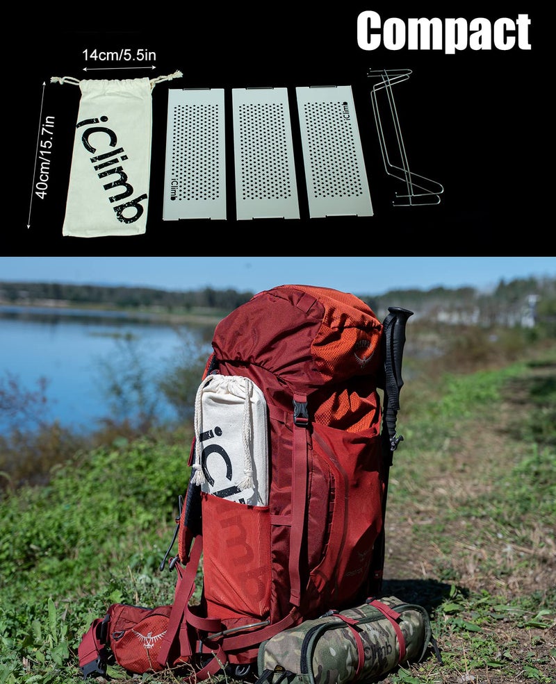 iClimb Mini Solo Folding Table Ultralight Compact for Backpacking Camping Hiking Beach Picnic (Gunmetal, L) - Image 3