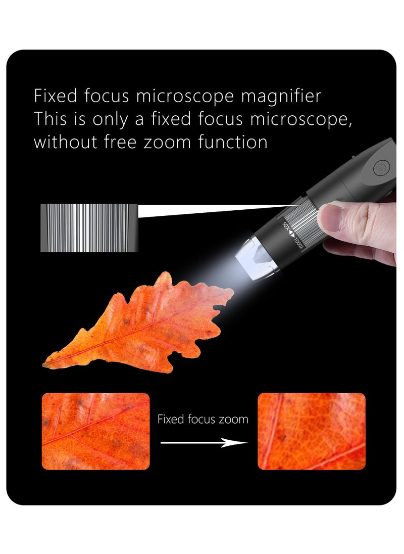 SYOSI Wireless Digital Microscope, Handheld USB Microscope, 50x to 1000x Zoom, Fixed Focus HD Magnifier with LEDs, Compatible with iPhone, Android, MacBook, Windows PC (Black)  - Image 5