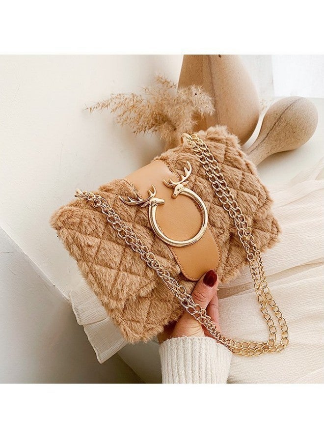Women's New Fashionable Shoulder Bag, Ladiesversatile Chain Bag, Lamb Plush Crossbody Bag Side Bag Sling Bag, Textured Hardware Commuting Carrying Bag Handbag Tote Bag - Image 2