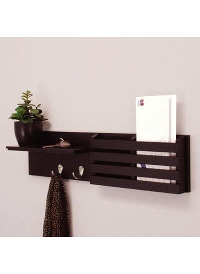 Device Bas with BROWN ART SHOPPEE Device Bas with BROWN ART SHOPPEE Brown Art Shoppee Mobile Stand MailKey Holder For WallWood Coat RackMail Sorter Organizer With 2 Metal Key Hooks For EntrywayMudroomKitchenOffice Brown  - Image 4