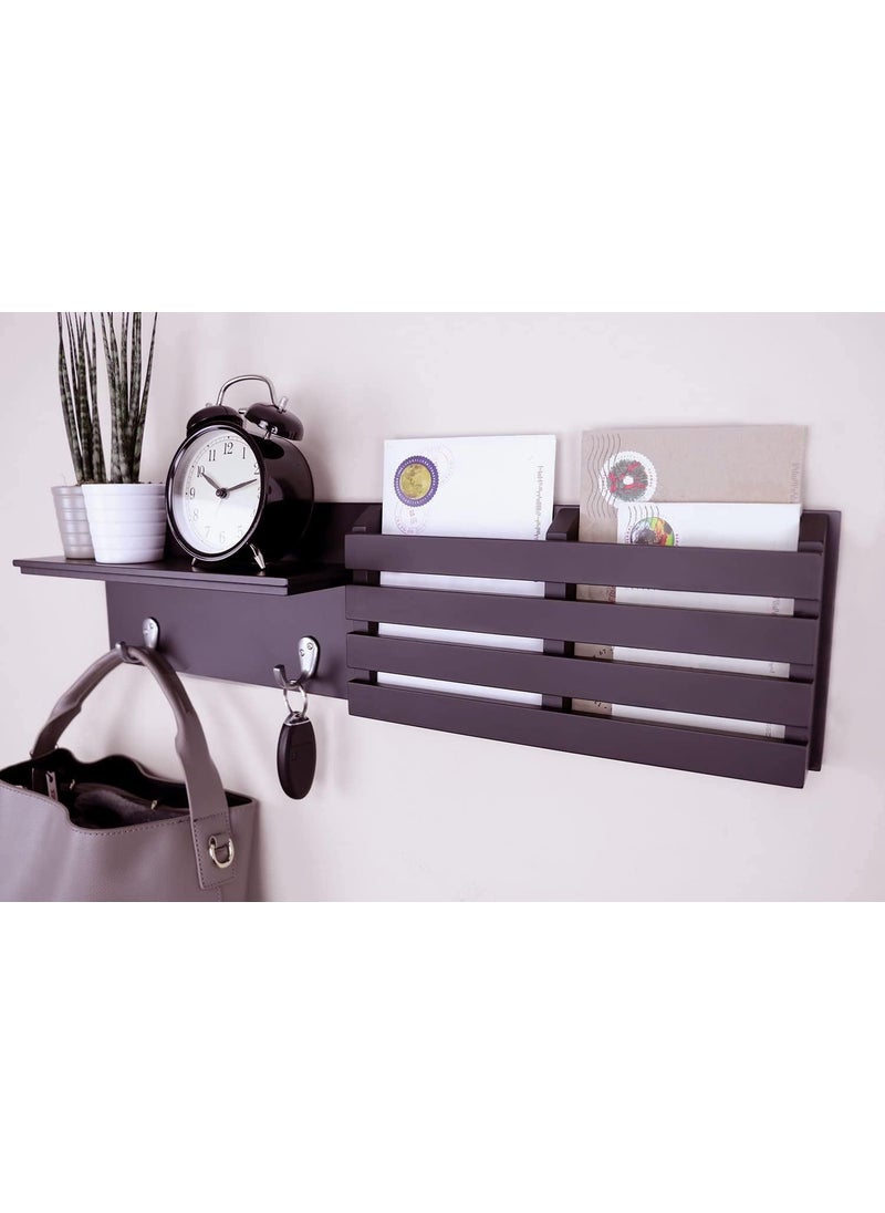 Device Bas with BROWN ART SHOPPEE Device Bas with BROWN ART SHOPPEE Brown Art Shoppee Mobile Stand MailKey Holder For WallWood Coat RackMail Sorter Organizer With 2 Metal Key Hooks For EntrywayMudroomKitchenOffice Brown  - Image 1