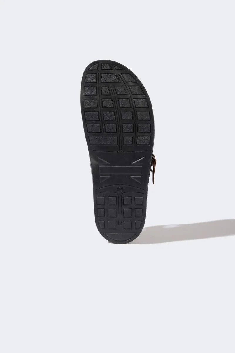 Defacto  Boy Flat Sole Double Band Faux Leather Slippers for Men | Best Price UAE