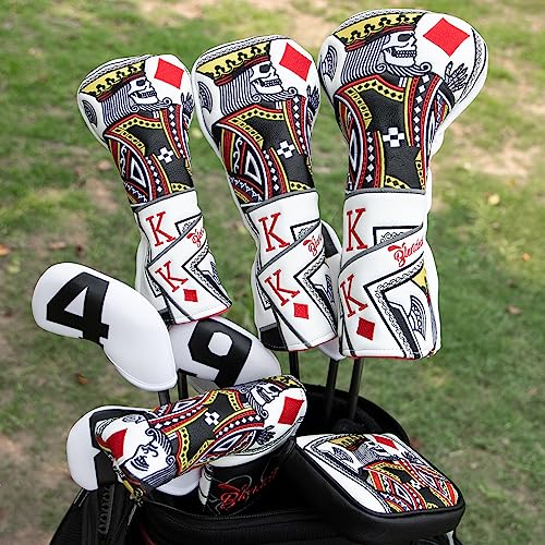 BAIRBRE Golf Club Covers Poker Diamond King 3 Wood Head Covers Fariway Wood Headcover Leather Golf Headcover for Most Brands - Image 3