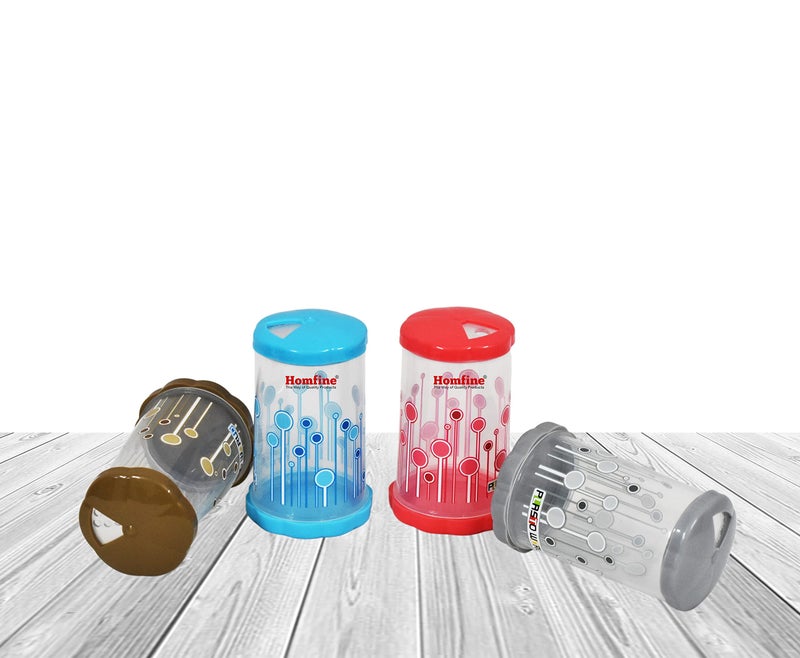 Homfine Set of 2Pcs Twist Salt and Pepper Shaker/Salt Dispenser Transparent 100% Food Grade BPA Free Plastic (Transparent, Multi Colour) - Image 1