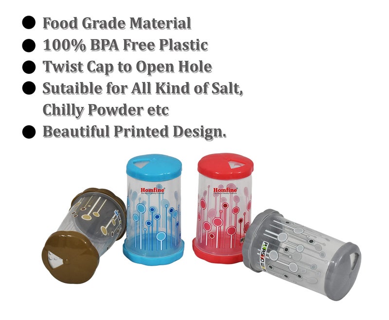 Homfine Set of 2Pcs Twist Salt and Pepper Shaker/Salt Dispenser Transparent 100% Food Grade BPA Free Plastic (Transparent, Multi Colour) - Image 2