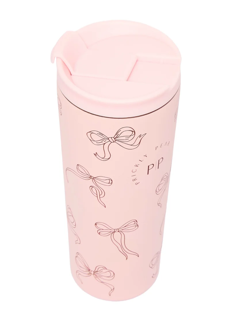 Prickly Pear Stainless Steel 24 Oz 2 in 1 Water Bottle With Straw And Travel Cup, Pretty Bows Design