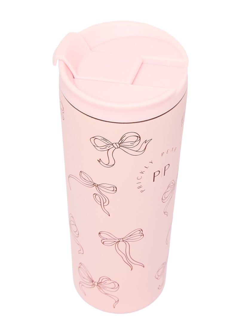 Prickly Pear Stainless Steel 24 Oz 2 in 1 Water Bottle With Straw And Travel Cup, Pretty Bows Design  - Image 2