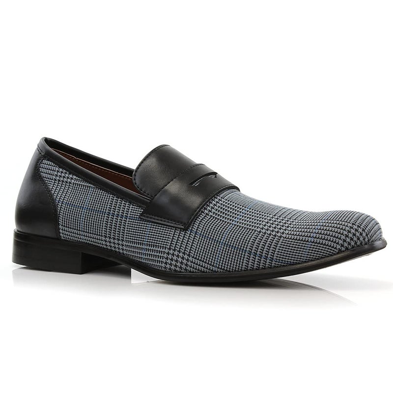 Ferro Aldo Sidney MFA19371 Mens Casual Classic Plaid Penny Loafer Dress Shoes Blue Plaid 9