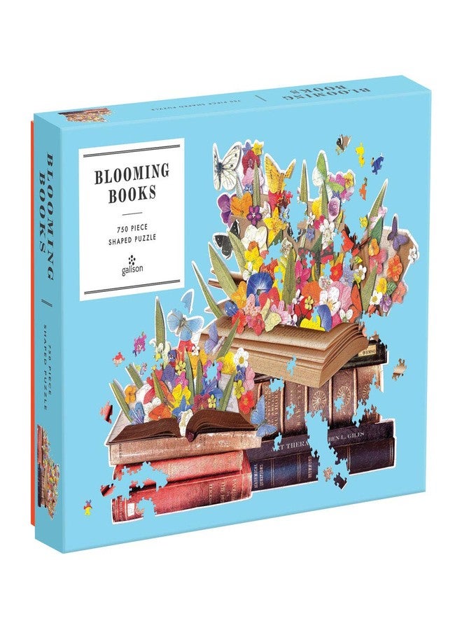 Galison Blooming Books Shaped Jigsaw Puzzle, 750 Pieces, 28.3” x 21'' - Flowers, Butterflies and Books - Die-Cut - Thick, Sturdy Pieces - Challenging and Fun - Fun Indoor Activity